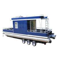 Floating Double decker aluminum pontoon boat with trailer